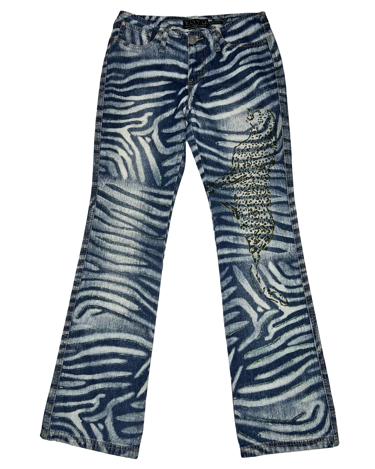 Deadstock Y2k Zebra Denim Flares