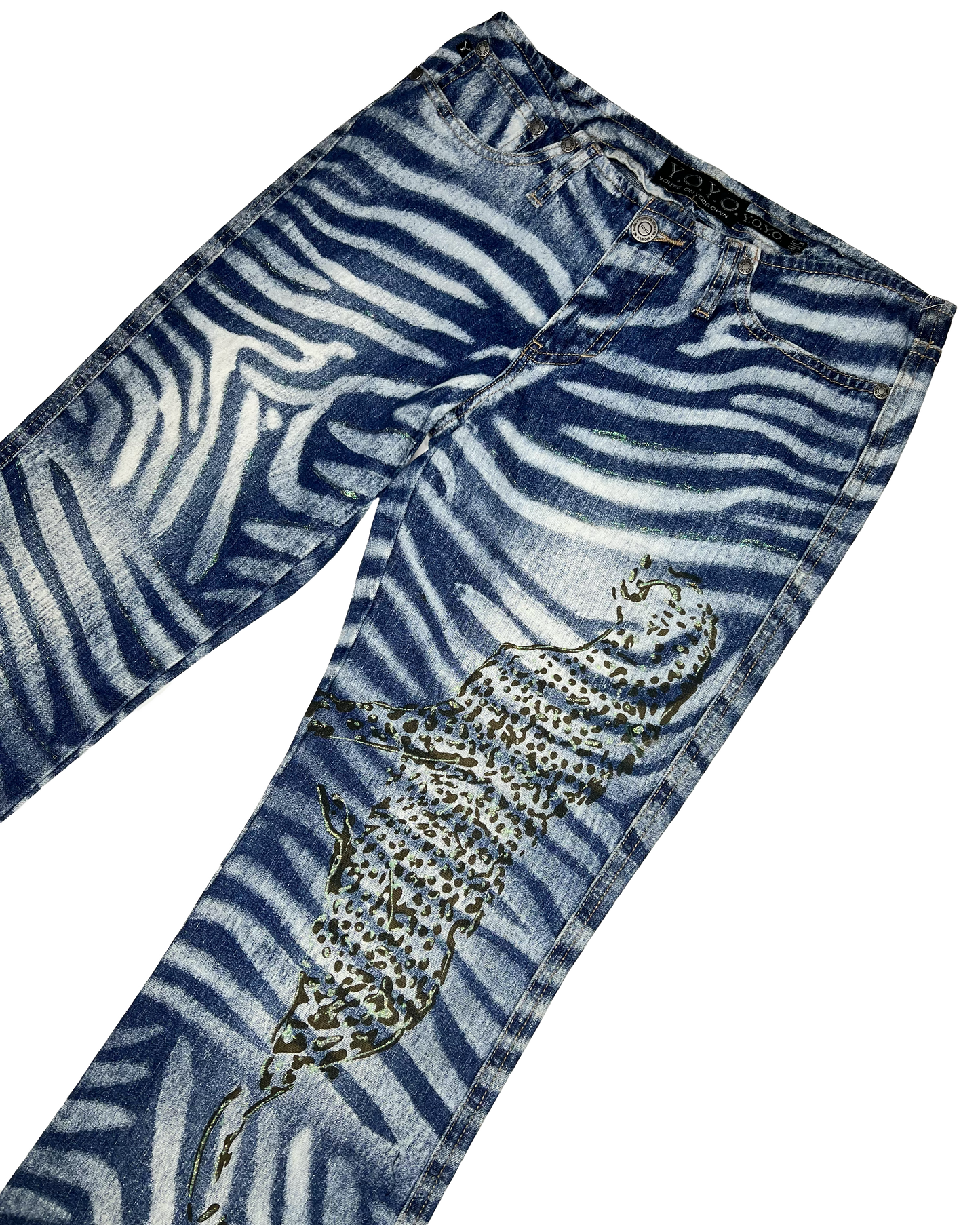 Deadstock Y2k Zebra Denim Flares
