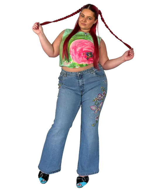 Y2K Butterfly Flare Jeans