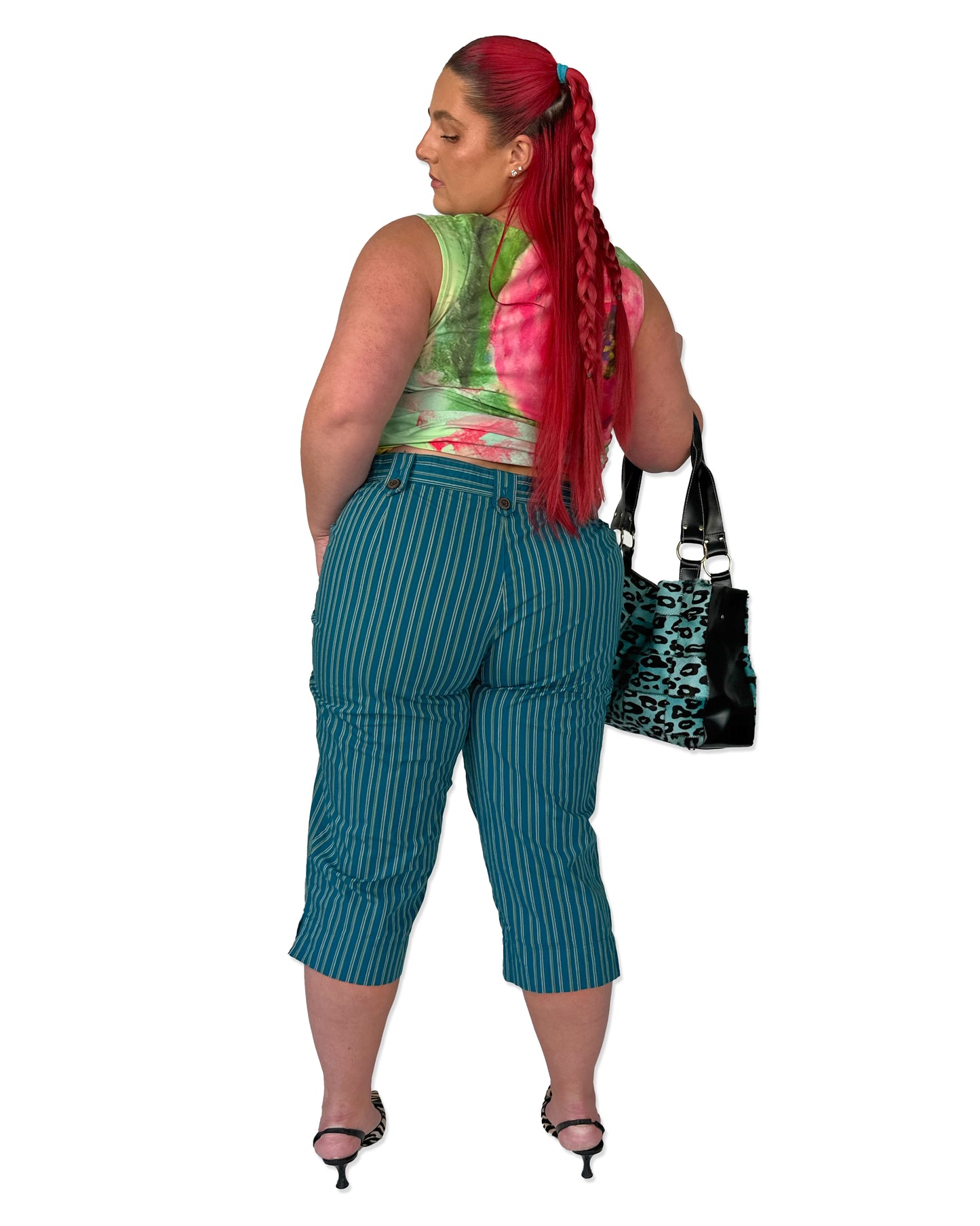 Teal Pinstripe Capris