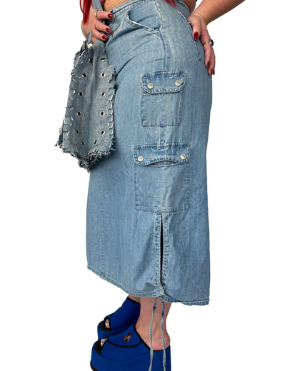 Vintage Denim Maxi Skirt