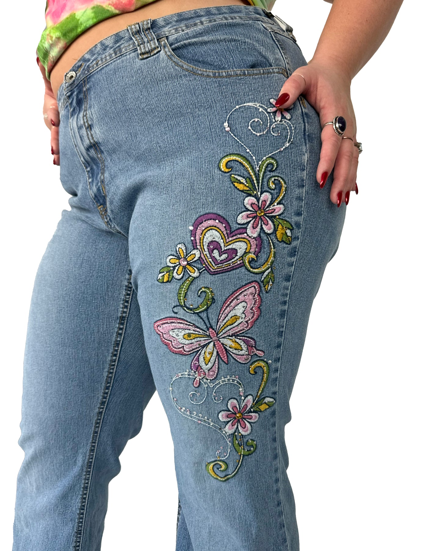 Y2K Butterfly Flare Jeans