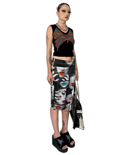 Digital Allover Print Midi Skirt