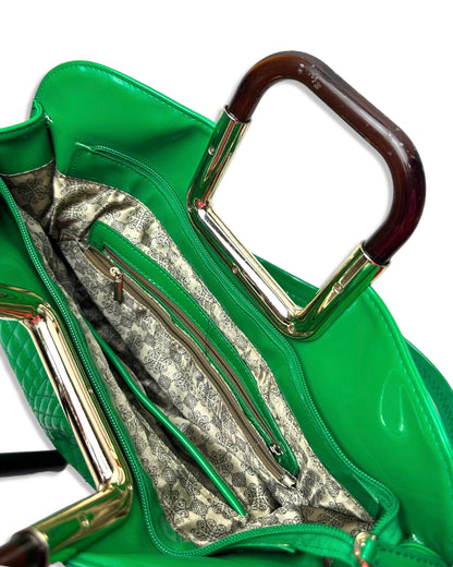 Oversized Green Patent Purse