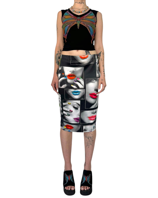 Digital Allover Print Midi Skirt