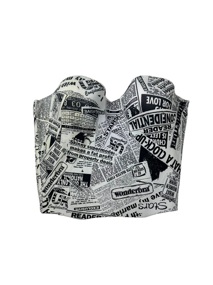 Newspaper Print Bustier