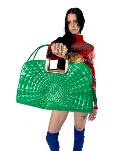 Oversized Green Patent Purse