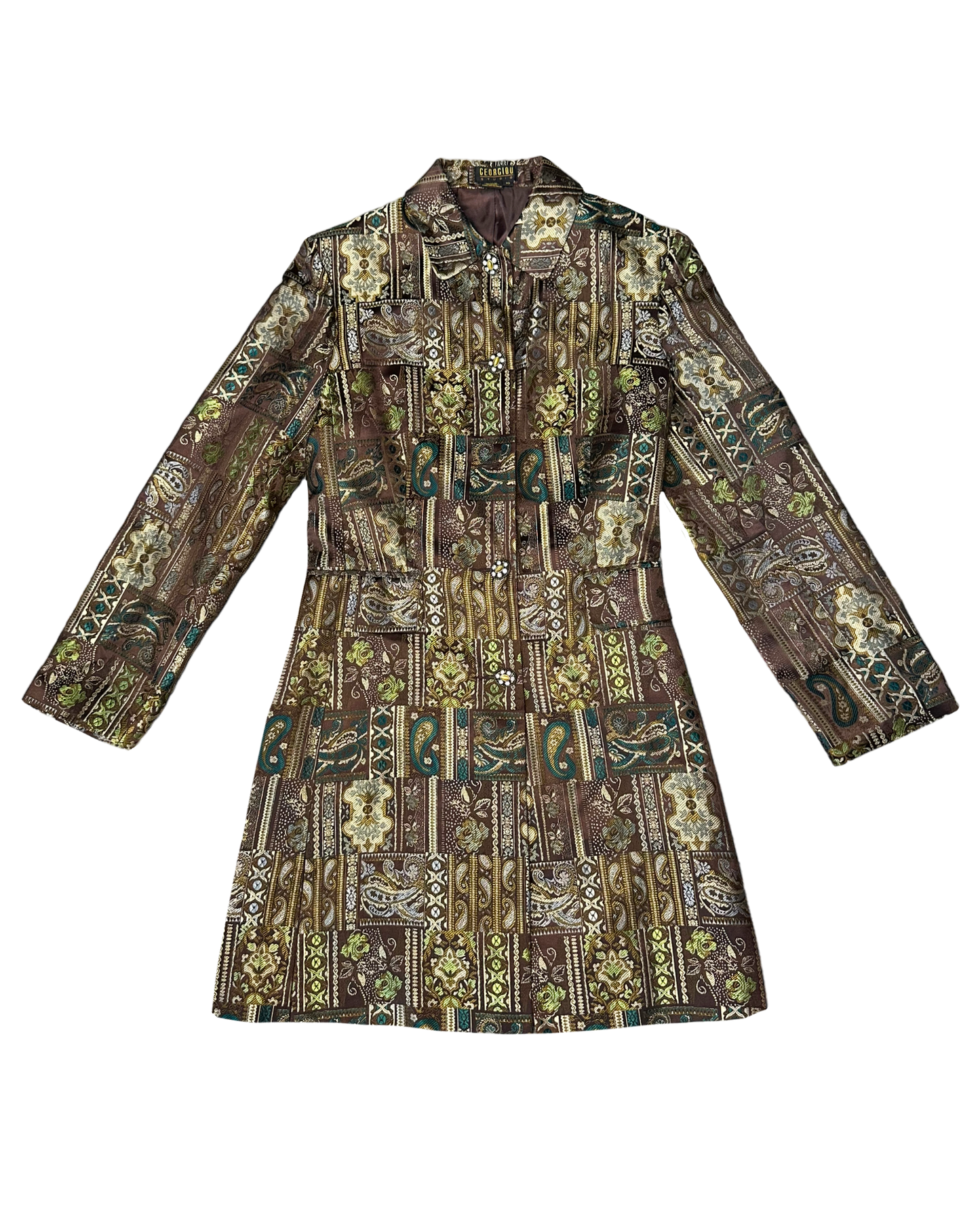 Vintage Brocade Trench Coat