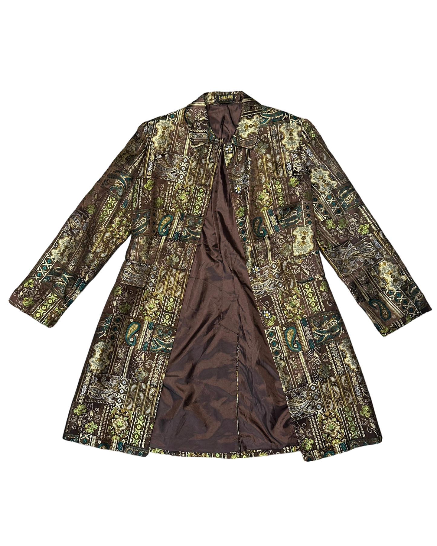 Vintage Brocade Trench Coat