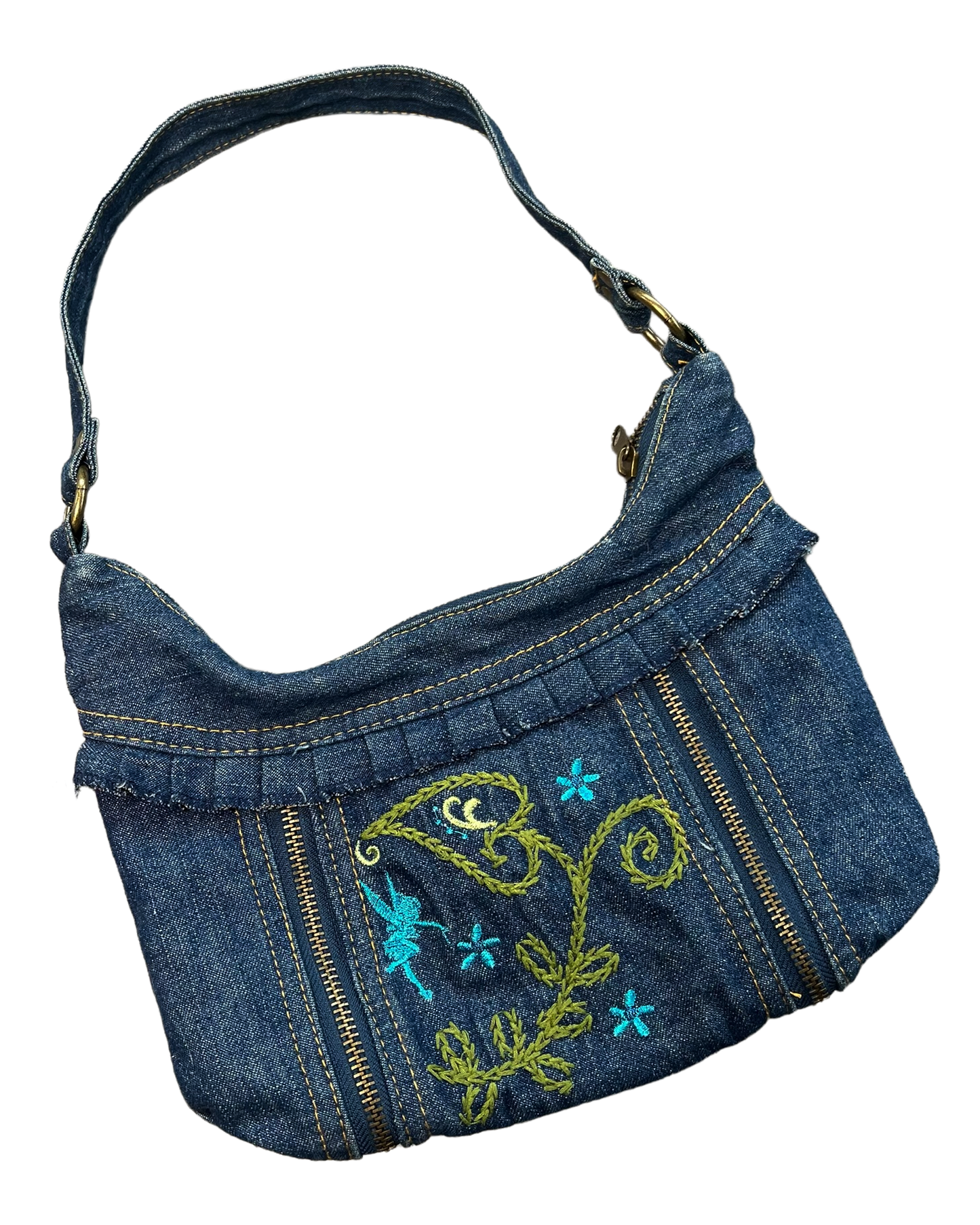 Denim Fairy Embroidered Purse