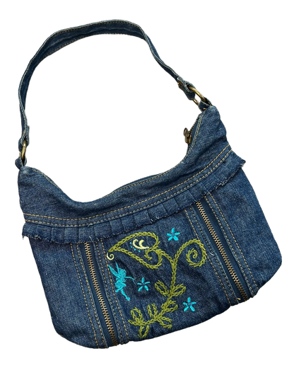 Denim Fairy Embroidered Purse