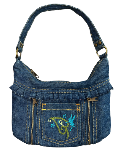 Denim Fairy Embroidered Purse