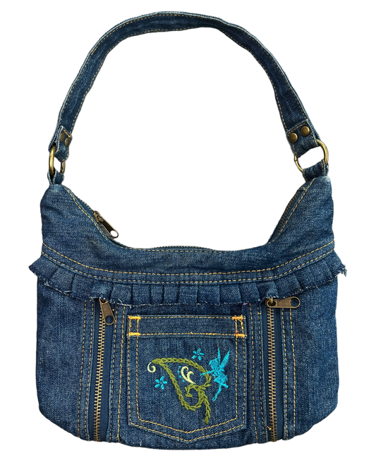 Denim Fairy Embroidered Purse