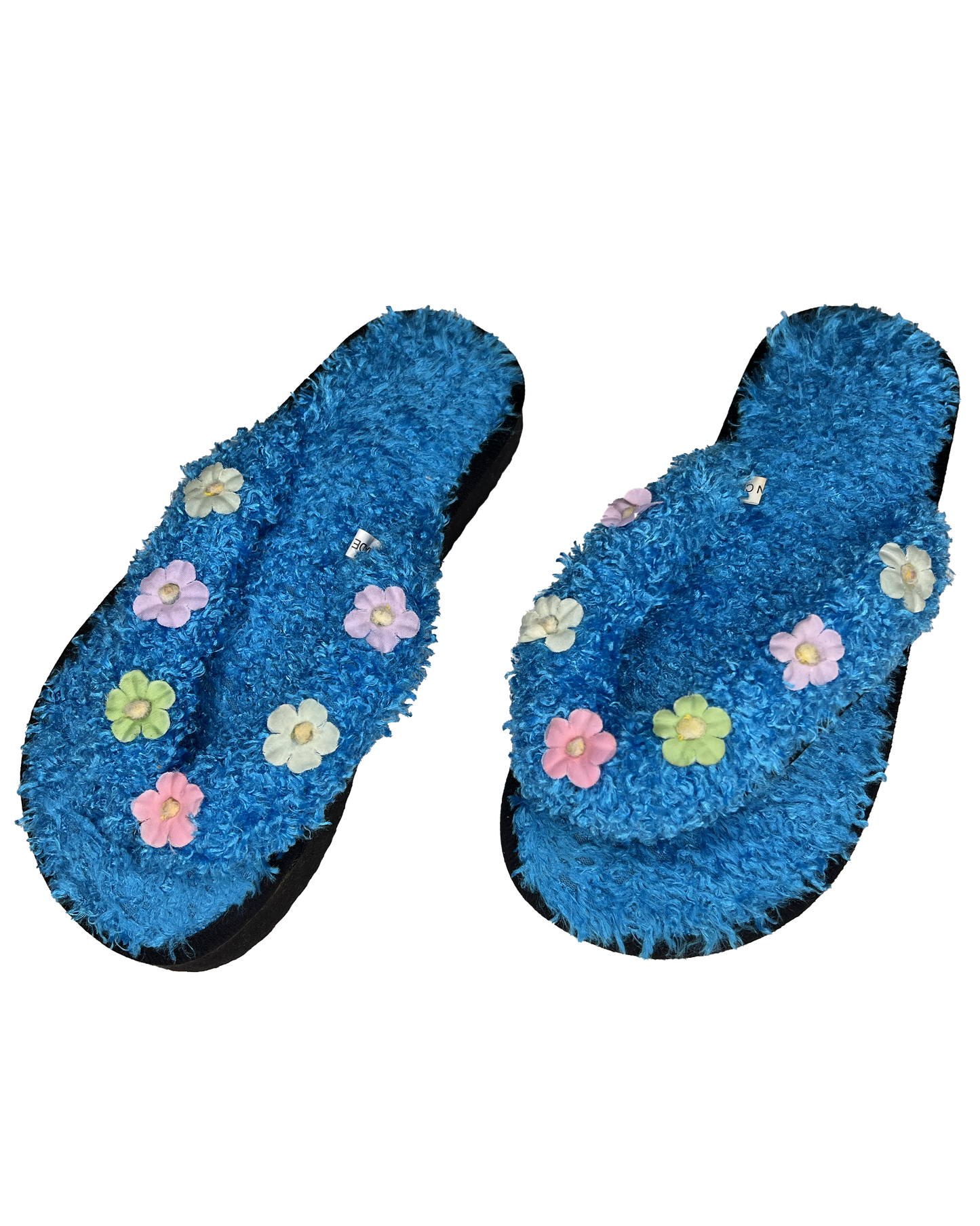 Fuzzy Floral Flip Flops