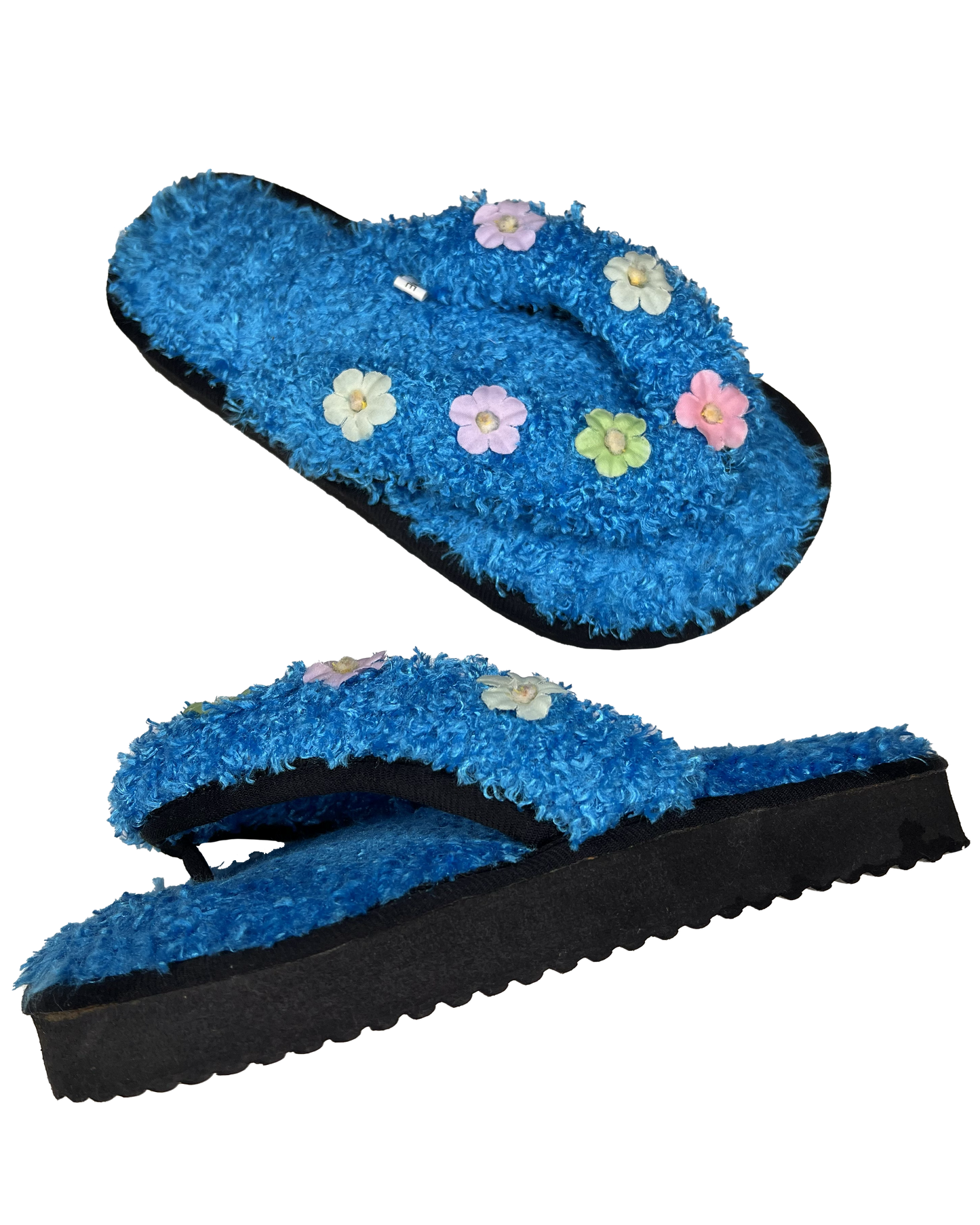 Fuzzy Floral Flip Flops