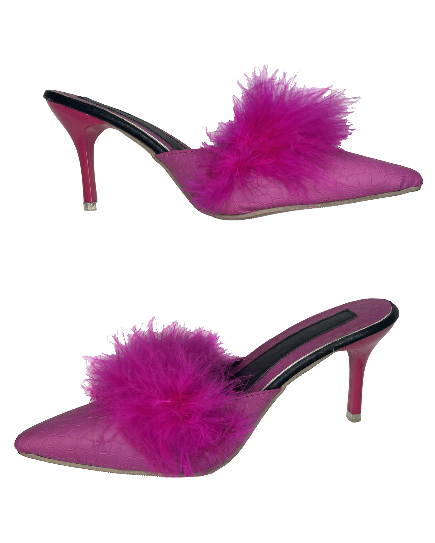 Magenta Marabou Heels