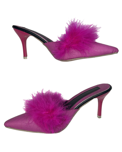 Magenta Marabou Heels