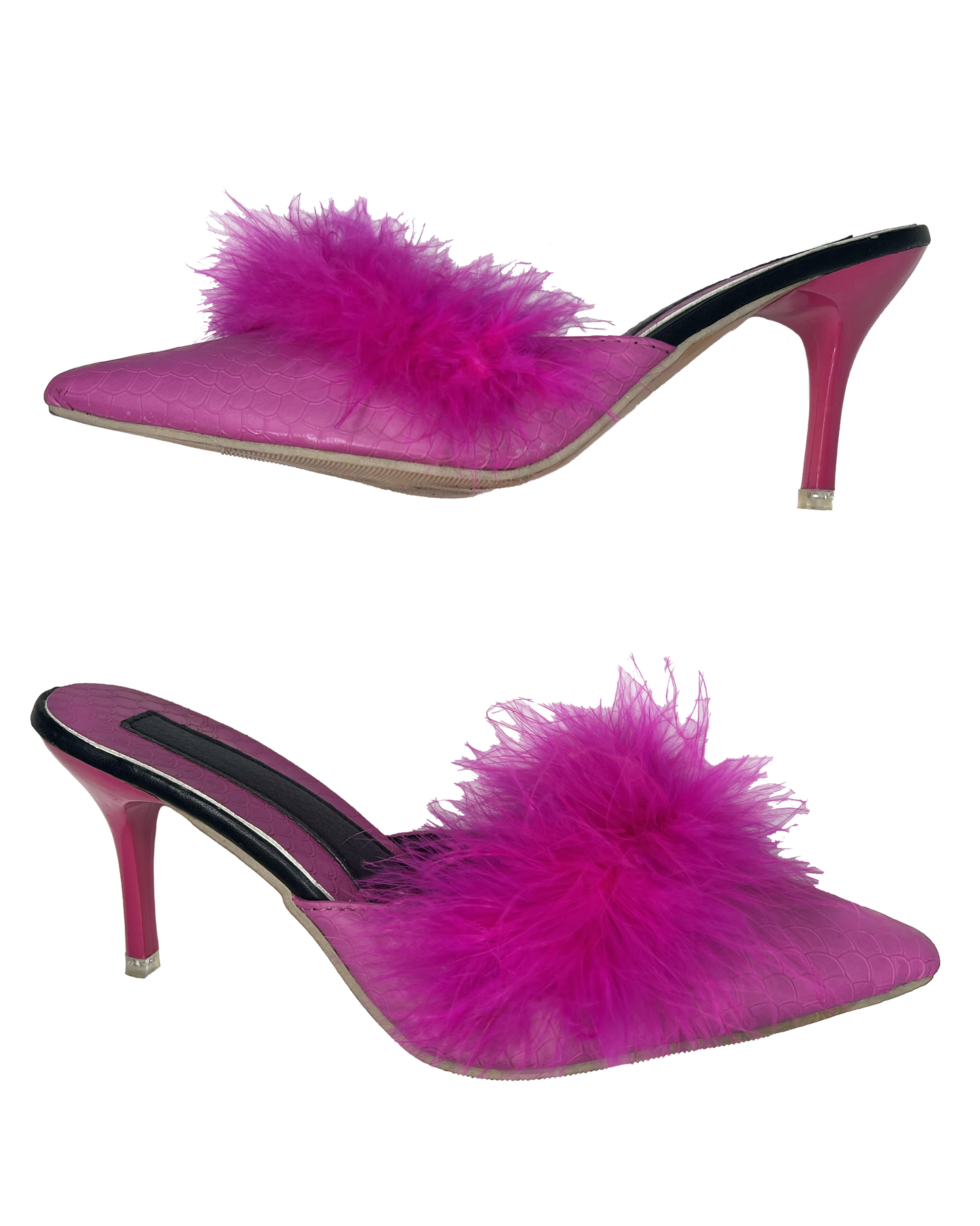 Magenta Marabou Heels