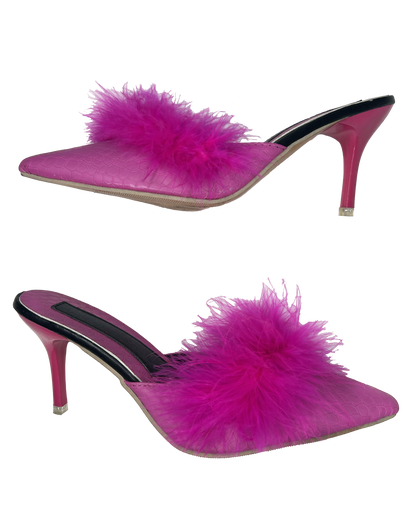 Magenta Marabou Heels