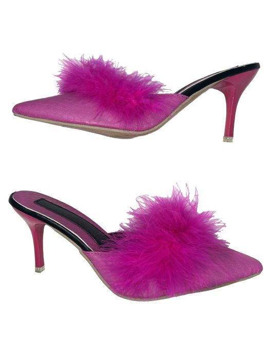 Magenta Marabou Heels