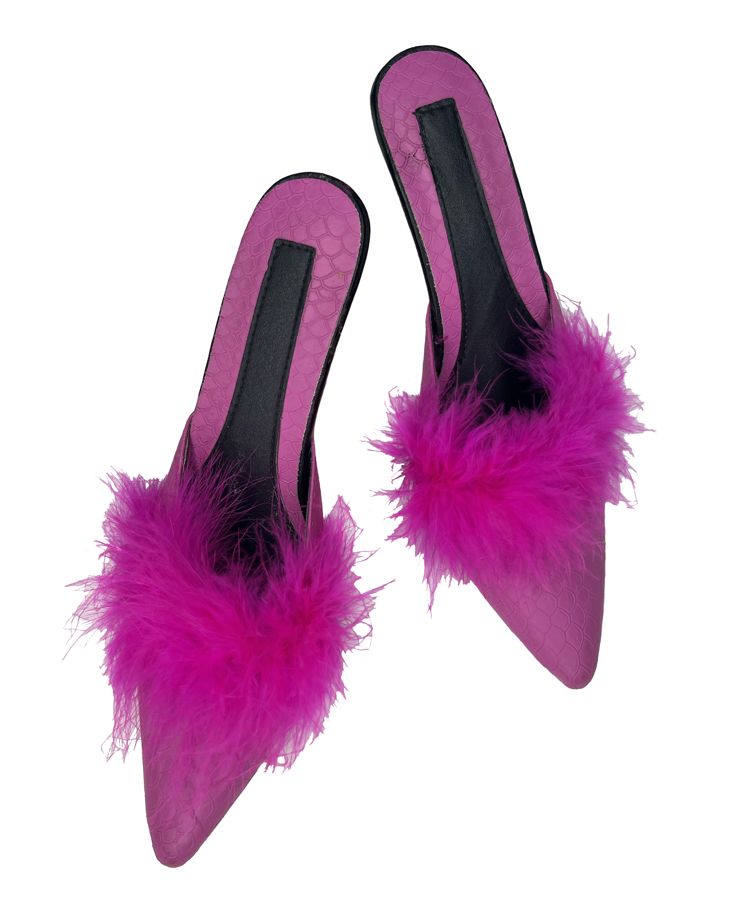 Magenta Marabou Heels