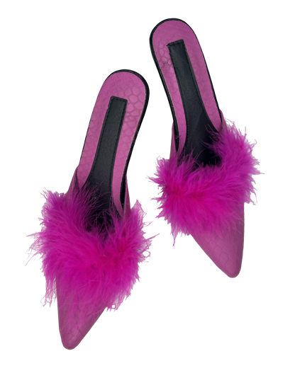 Magenta Marabou Heels