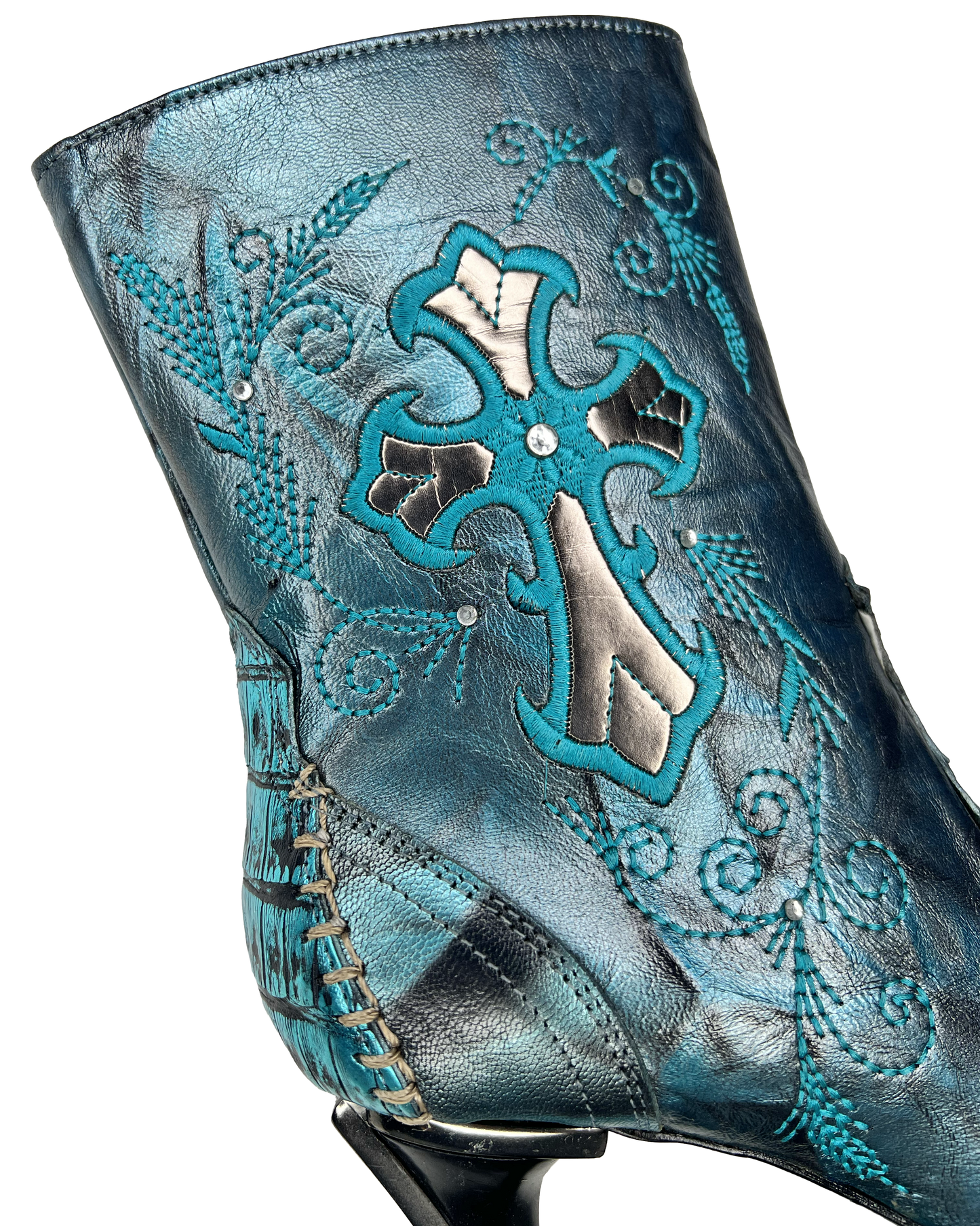 Metallic Cross Cowgirl Boots