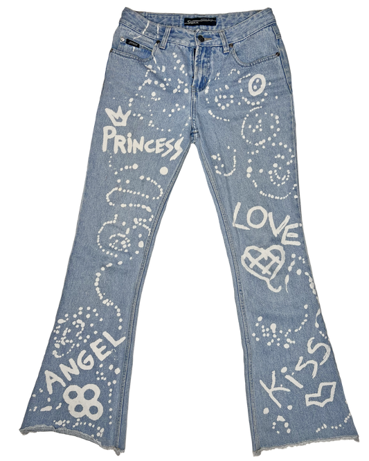 Y2k Bleached Flare Jeans