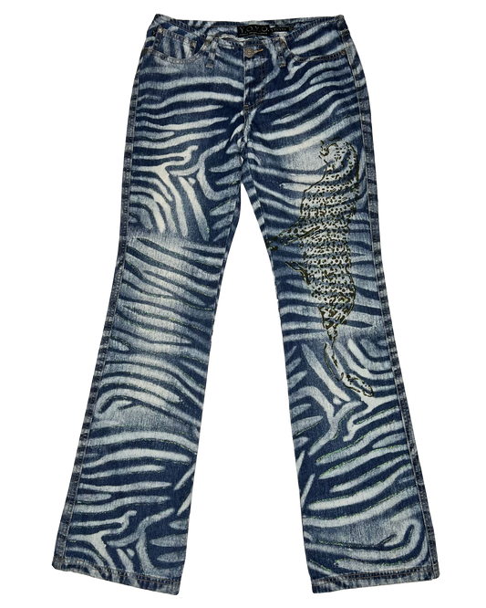 Deadstock Y2k Zebra Denim Flares