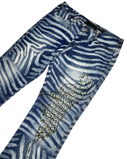 Deadstock Y2k Zebra Denim Flares