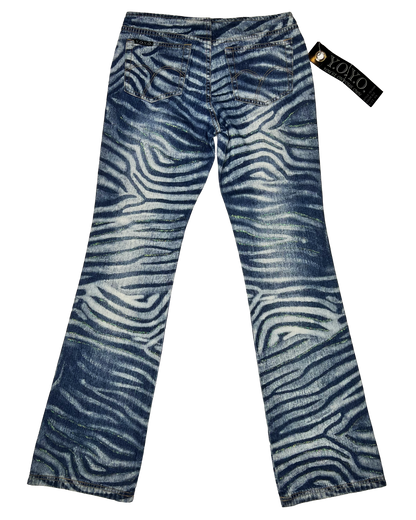 Deadstock Y2k Zebra Denim Flares